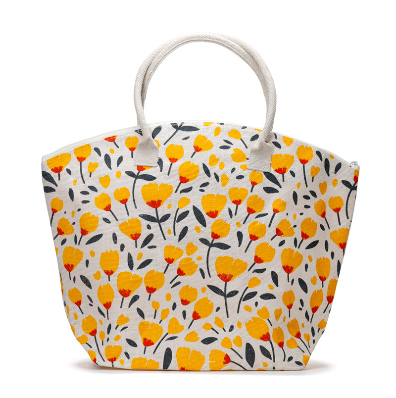 Jute Beach Bag - Buttercup Pick of the Bunch