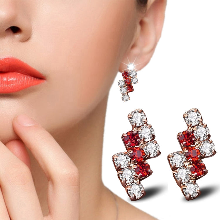 18K Gold Plated Sterling Silver Crystal Stud Earrings | Blue & Red | 1 Pair