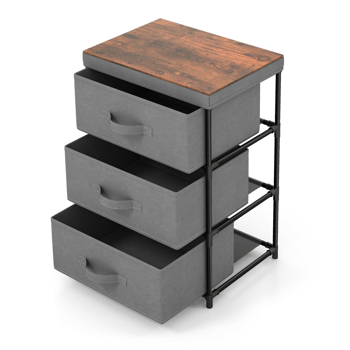 Fabric Storage Organizer Tower Unit with Removable Lid-Black