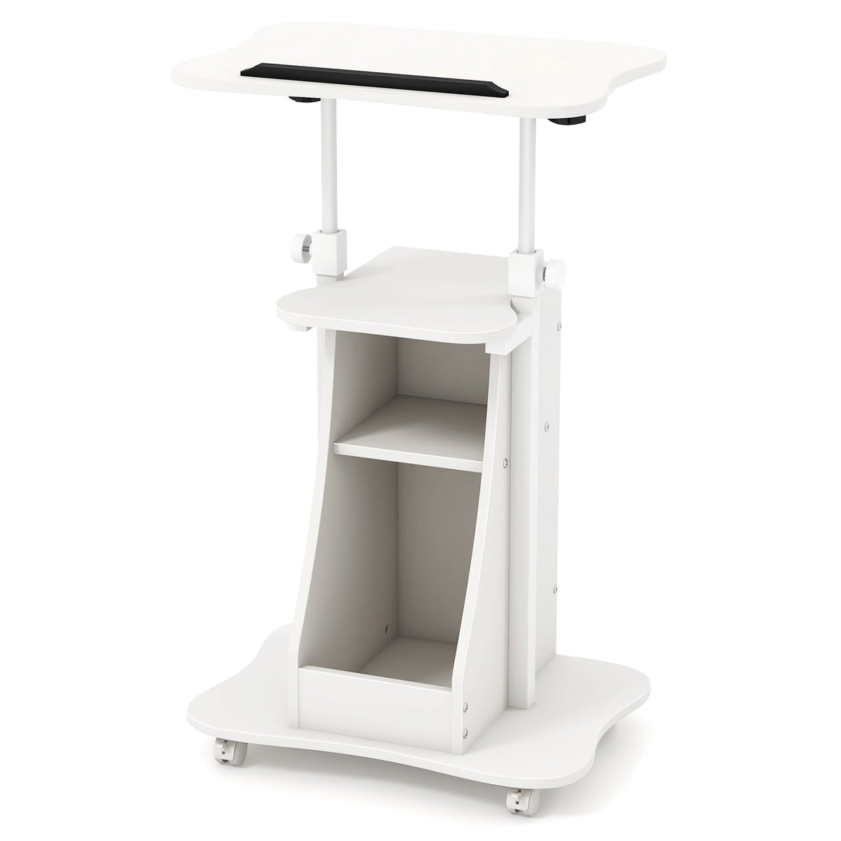 Laptop Cart Height Adjustable with Wheels-Black