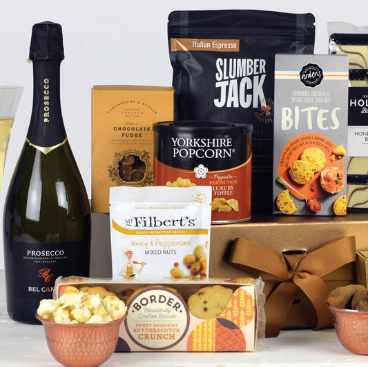 Luxuriöse Geschenkbox | Premium-Präsentkorb mit Prosecco & Gourmet-Köstlichkeiten