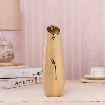 Luxury Modern Gold Ceramic Decorative Vase - Large Elegant Ornament Home Decor