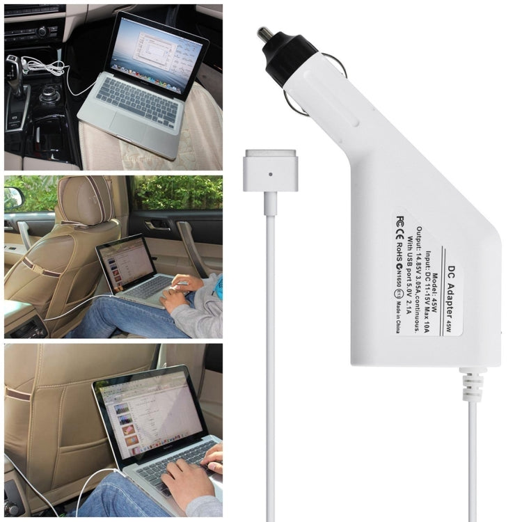 45W MagSafe 2 Car Charger for MacBook Air – 5 Pin T-Style with USB Port, 1.7m Cable