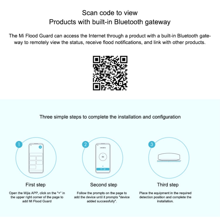 Original Xiaomi Drahtloser Bluetooth Hochwasserschutz Erkennt intelligent Wasserlecks, Xiaoai Lautsprecher Kopplung, App zur Fernbenachrichtigung Smart Home, muss mit CA1001 verwendet werden