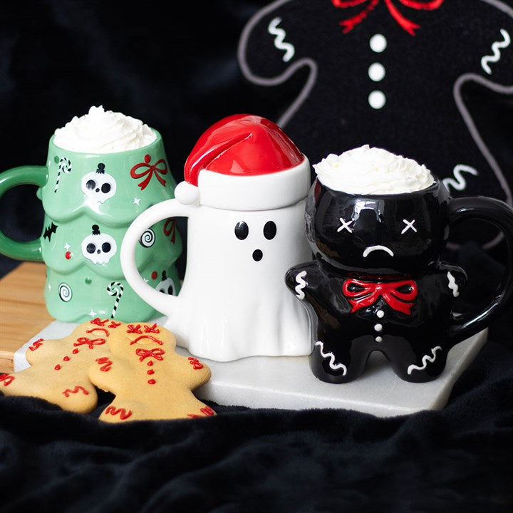 Ghost Shaped Mug with Santa Hat Lid