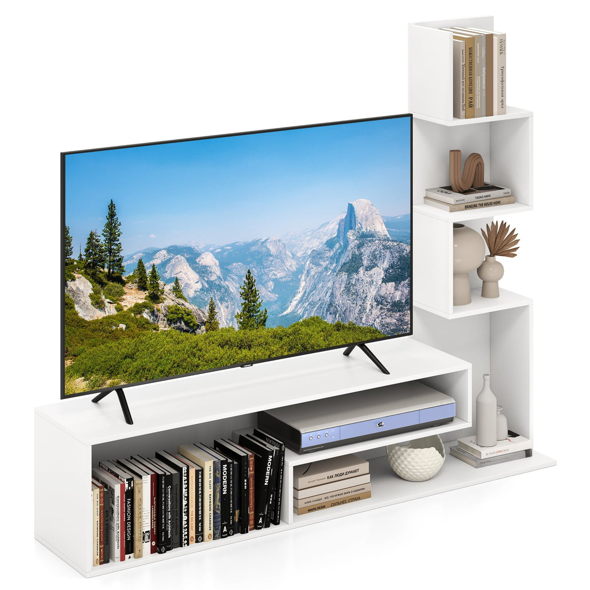 Media Console Table Cube TV Stand for TVs up to 50 Inch-Rustic Brown