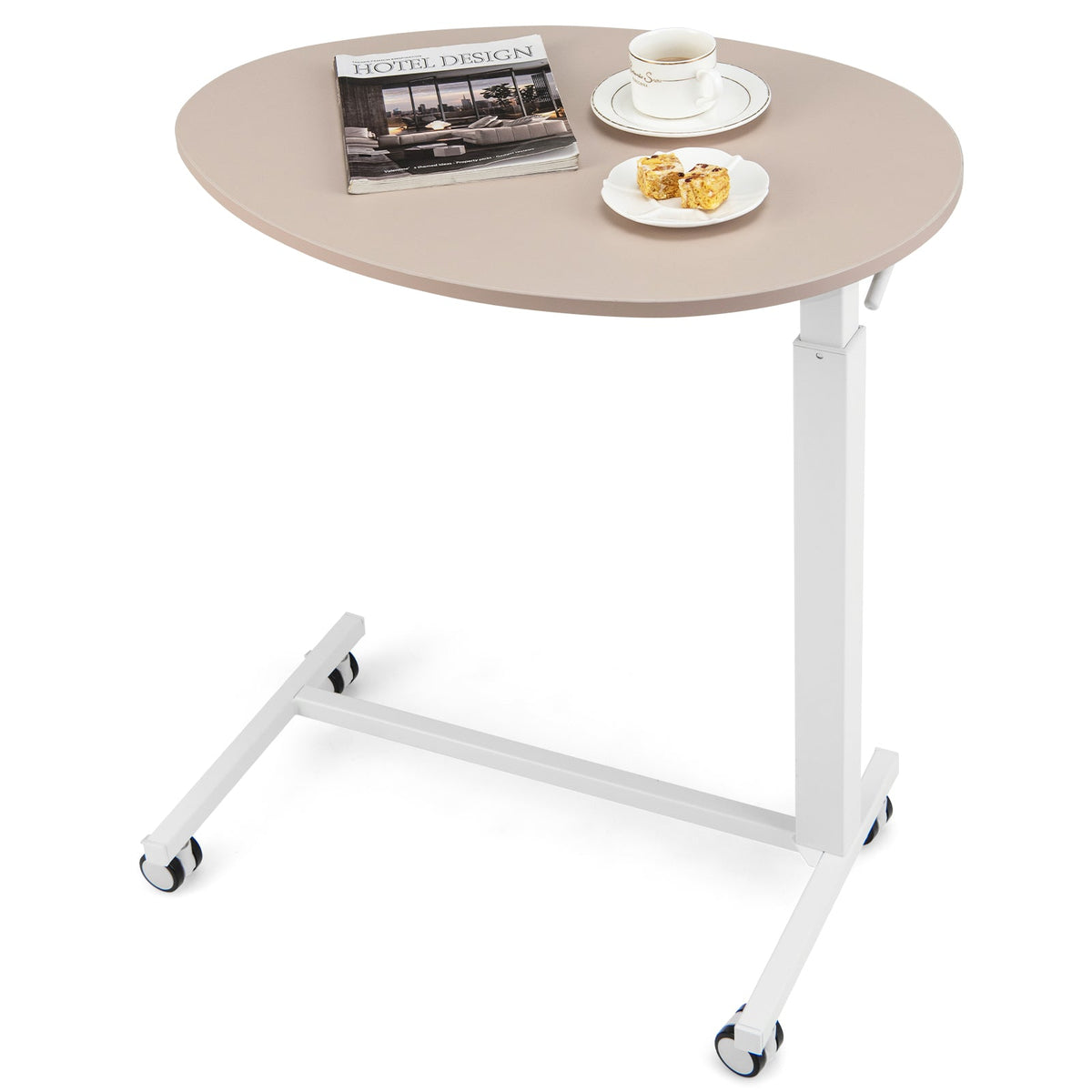 Mobile Standing Desk with Pneumatic Lift-Pink