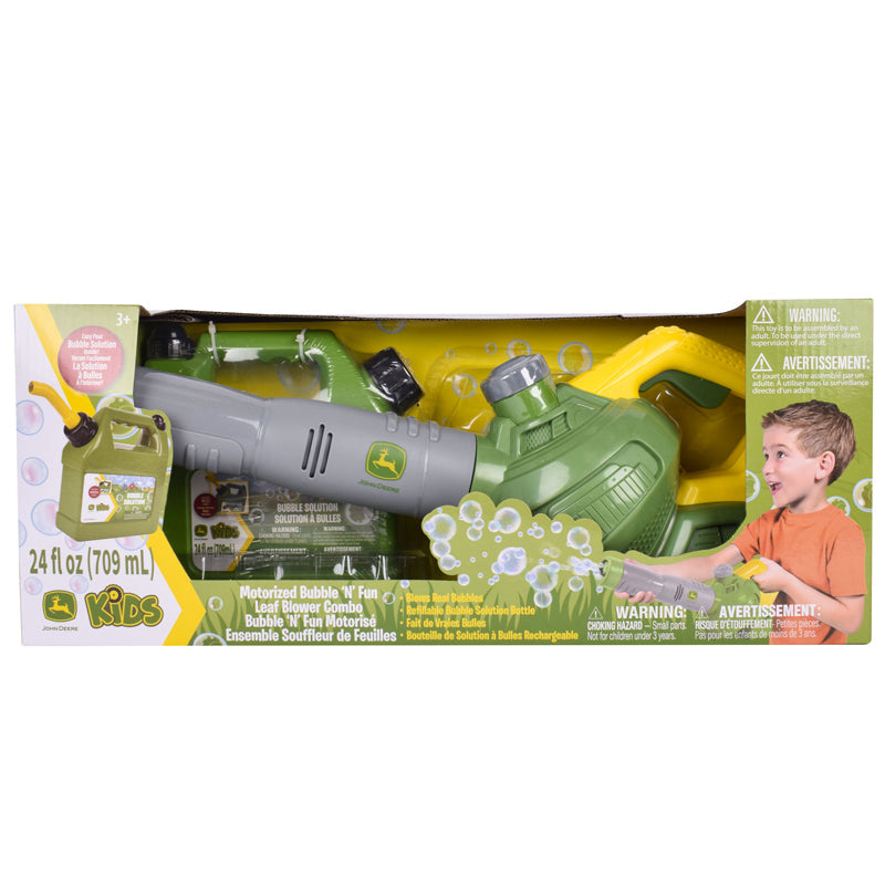 Tomy John Deere Bubble Leaf Blower & Refill Can | Outdoor Toy for Kids 3+