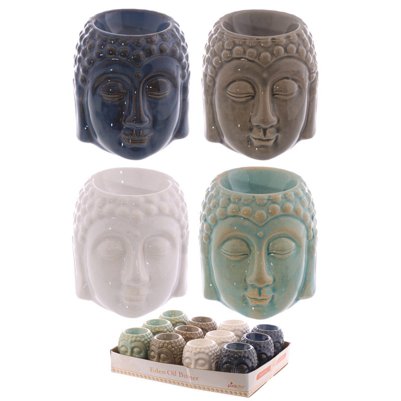 Small Crackle Glaze Ceramic Buddha Head Oil Burner