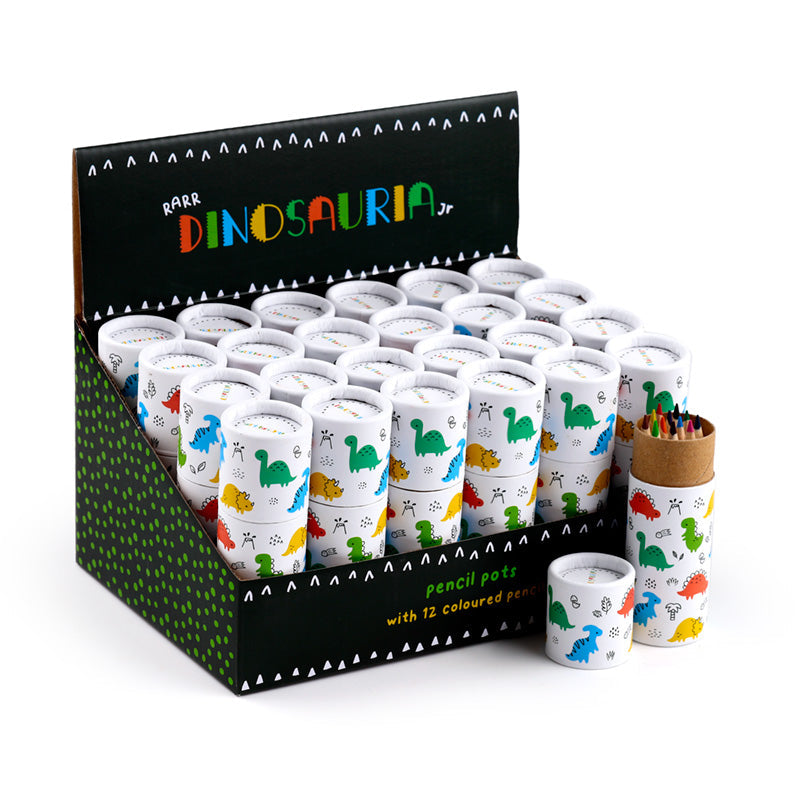 Dinosauria Jr Pencil Pot with 12 Colouring Pencils