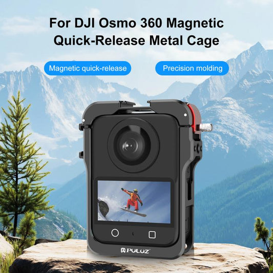 PULUZ Jaula protectora de aleación de aluminio para DJI Osmo 360 con cubierta de lente