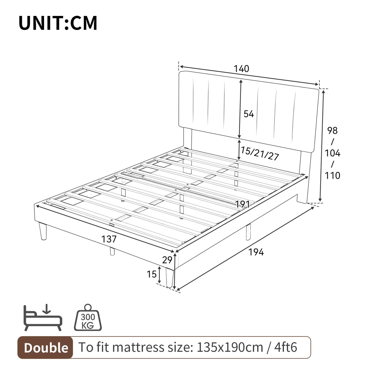 4ft6 Double Velvet Bed Frame Pink Adjustable Tufted Headboard Bedroom Furniture