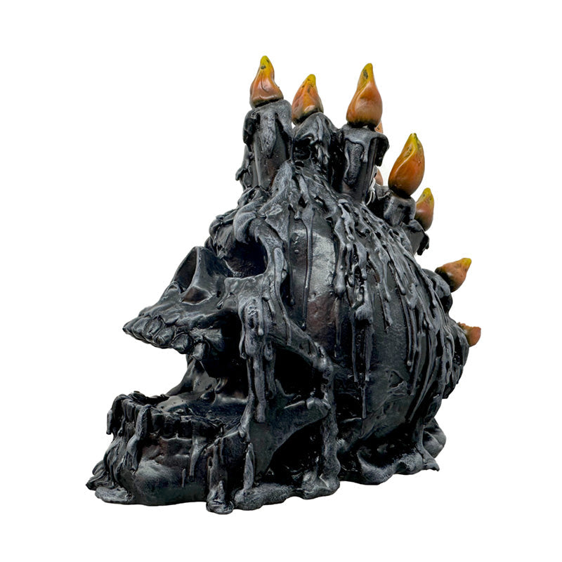Black Screaming Skull with Candles & Melted Wax