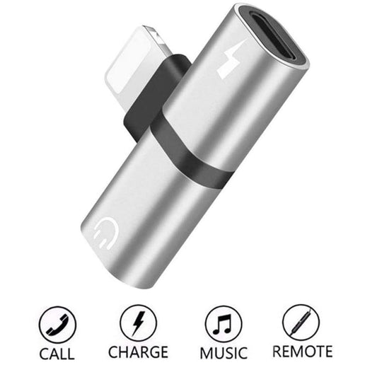 Zs-18182 2 Pcs Adaptador de auriculares con conector de 8 pines macho a 8 pines de carga + 8 pines de audio hembra 2 en 1, compatible con llamadas y control de volumen, compatible con sistema IOS 13