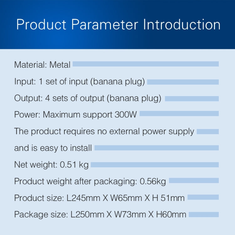 1 In 4 Out Verstärker Audio-Lautsprecher-Verteiler, 4-Zonen-Klangquelle, Signalverteiler, einzelner Audioeingang, 300 W pro Kanal, B030