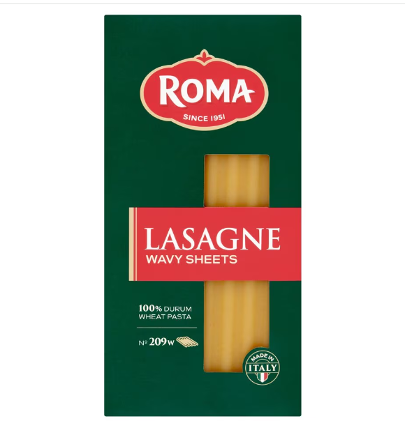 12 x Roma Láminas Onduladas para Lasagna Nº 209W 375G