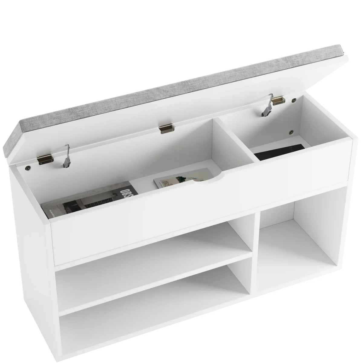 Shoe Storage Bench with Cushion - Padded Seat & Flip-Top Storage Organiser Rack