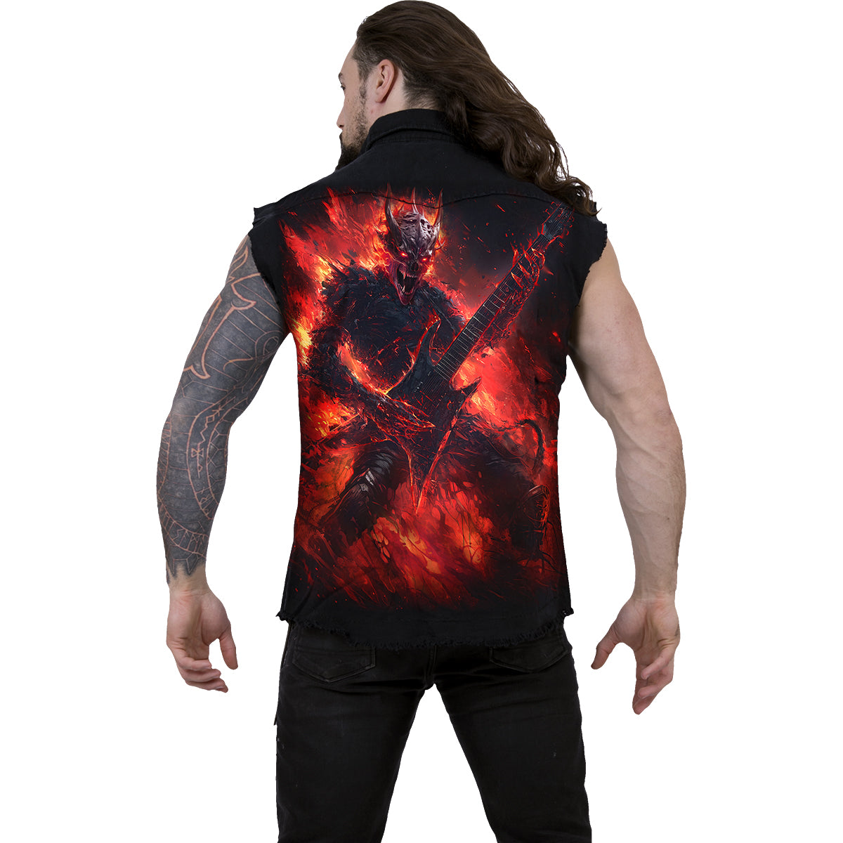 RIFF BURNER - Sleeveless Stone Washed Worker Black