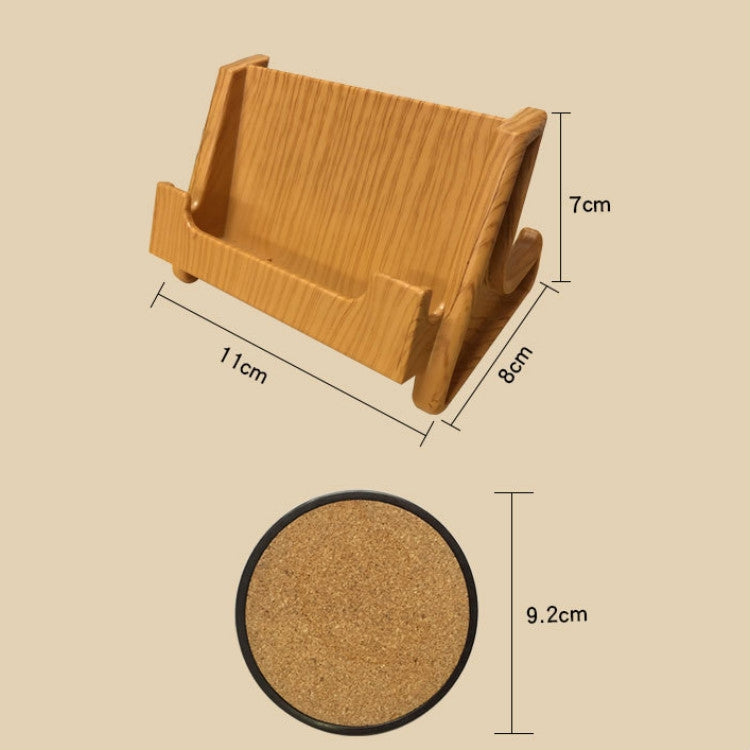 Cork & Wood Round Coasters with Holder — Set of 6