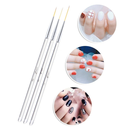 Juego de 3 pinceles de doble punta para decoración de uñas y dibujo.