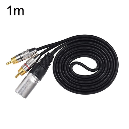 XLR Male to 2x RCA Male Stereo Audio Cable | Gold-Plated | 0.5m–10m