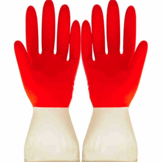 1 Par de Guantes Bicolores para el Hogar, Guantes de Látex para Limpieza Doméstica, Lavado de Platos, Tallas S, M, L, XL