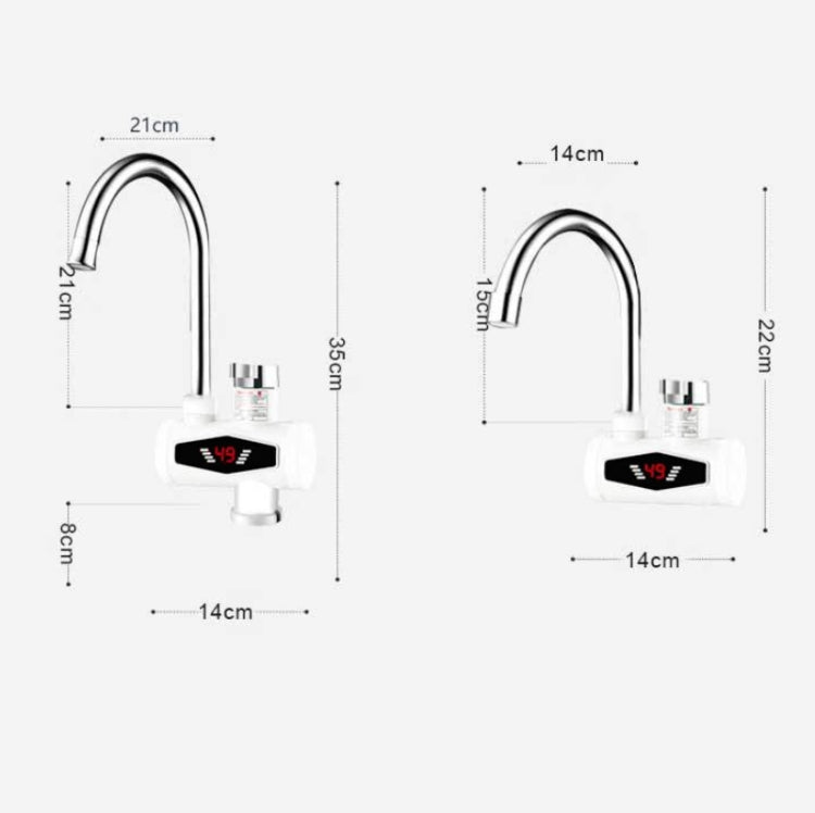 Elektronischer Durchlauferhitzer mit digitaler Temperaturanzeige, elektrischer Warmwasserhahn für Küche und Haushalt, Warm- und Kaltwasserbereiter, EU-Stecker, mit Brausekopf, großem Auslauf, universalem Anschlussrohr