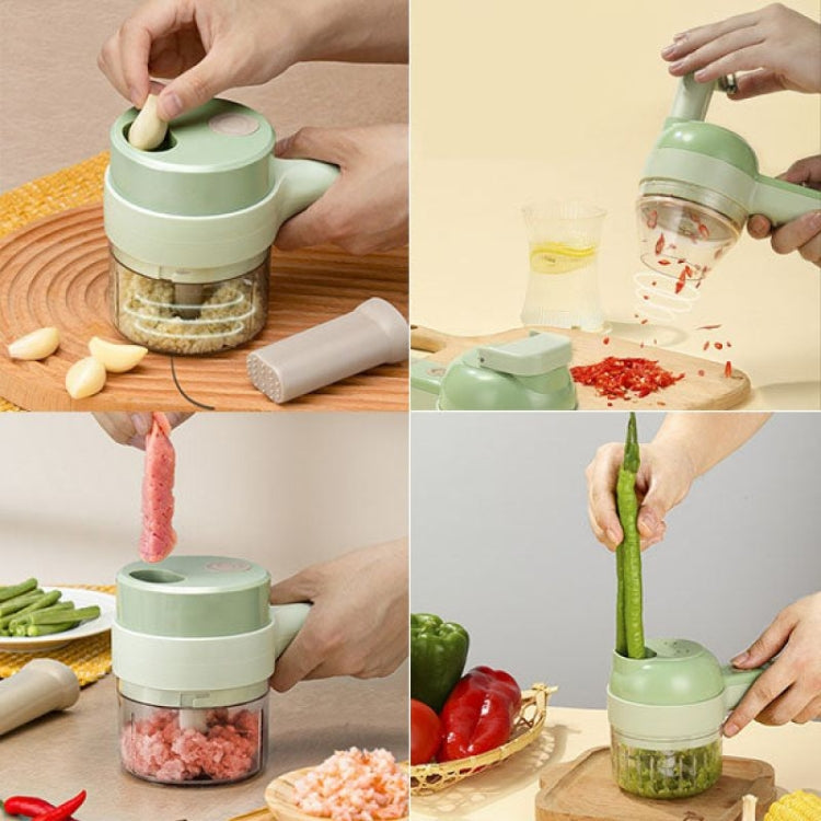 Set de cortador eléctrico de verduras portátil 4 en 1, triturador de ajo, picador de ajo