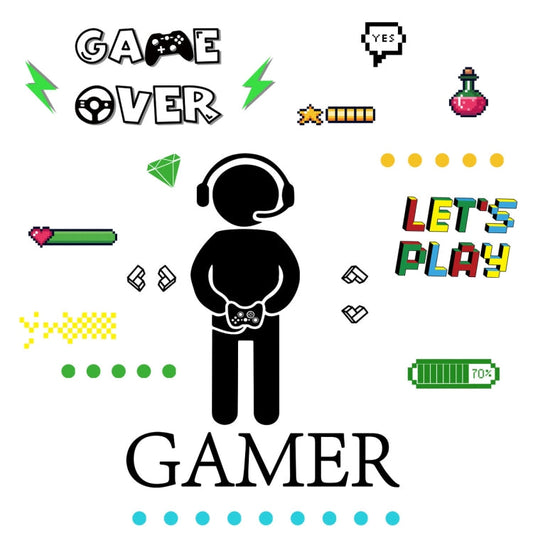 Adhesivo luminoso de pared de mando de juegos – Vinilo decorativo para videojuegos que brilla en la oscuridad para dormitorio y salón