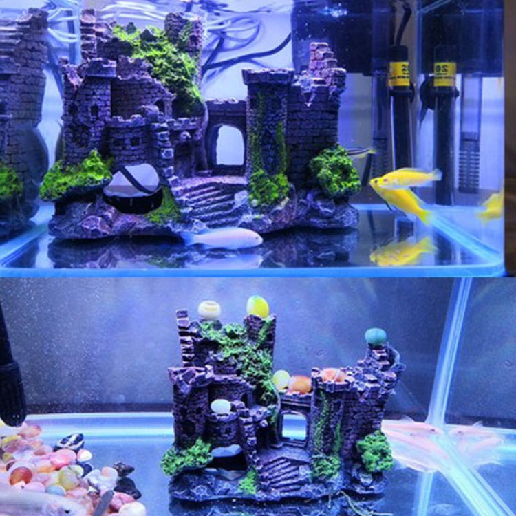 Ancient Castle Aquarium Decoration | Resin Fish Tank Ornament | 17cm