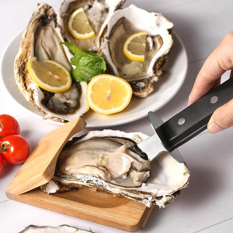 Stainless Steel Oyster Shucking Knife with Wooden Stand