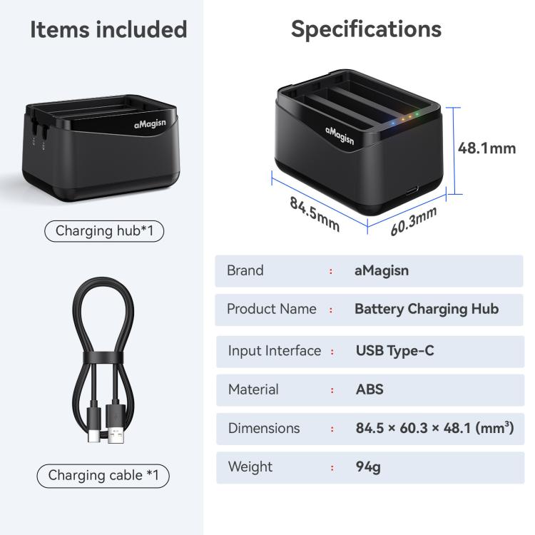 Insta360 X5 Triple Battery Fast Charging Dock with Storage Case | Amagisn