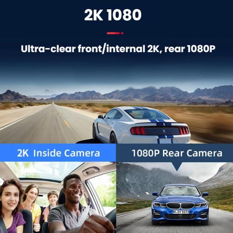 Wireless Apple CarPlay & Android Auto Display with Triple Dash Cam – Front, Interior & Rear Camera