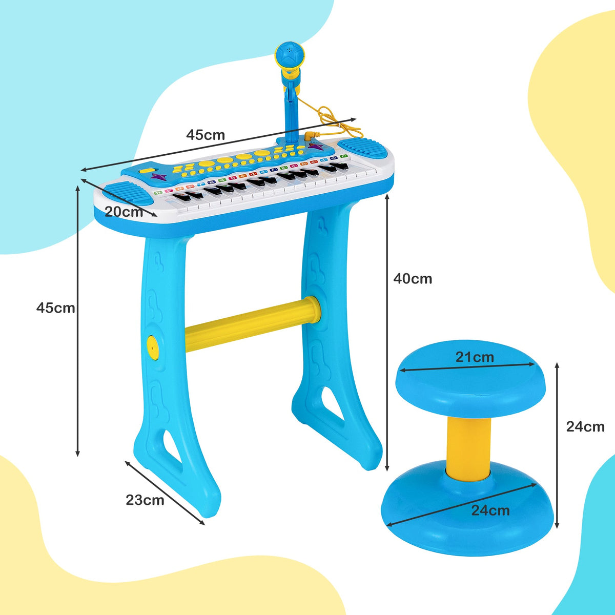 31-Key Kids Electronic Keyboard with Stool and Flashing Lights-Pink