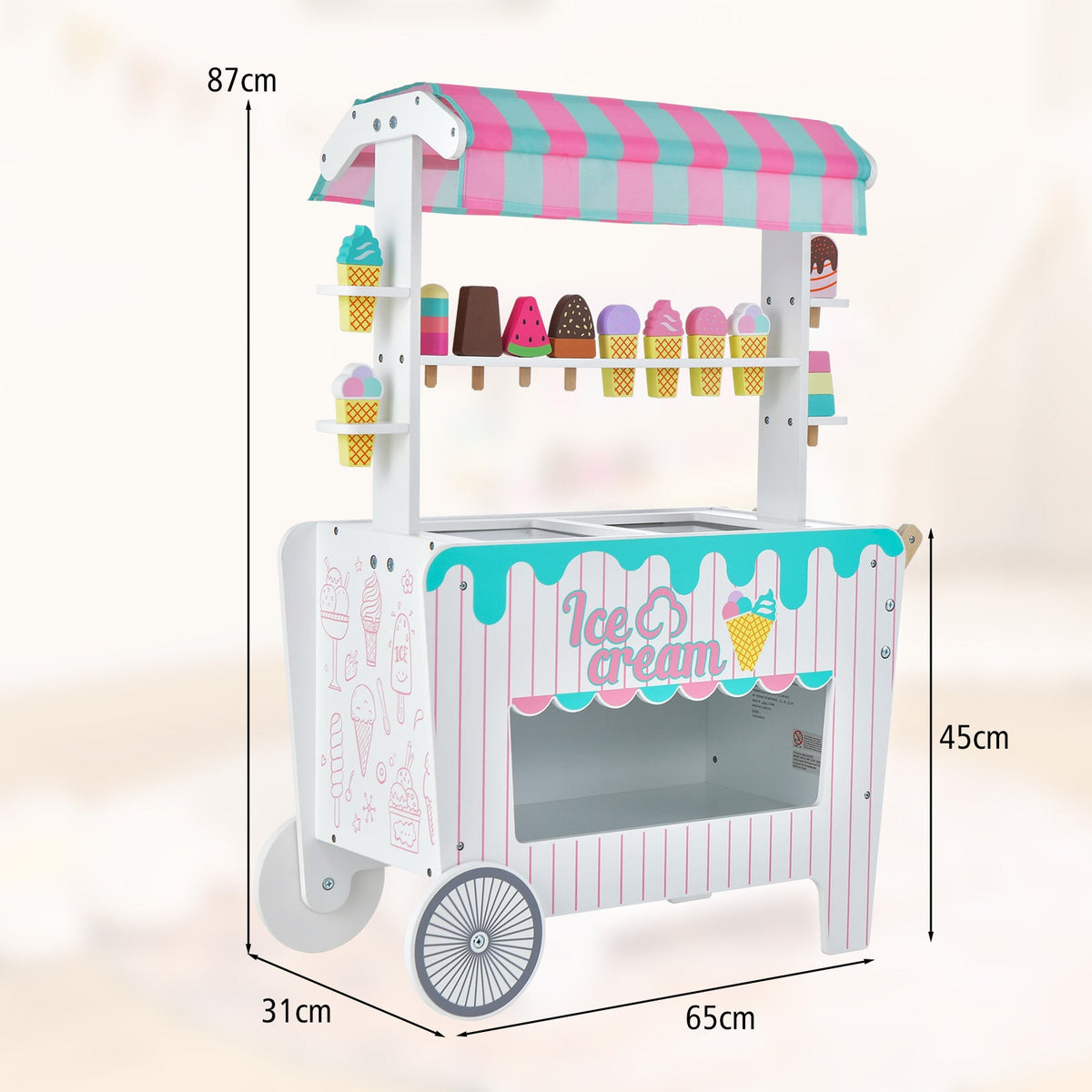 Kid's Ice Cream Cart with Unique Canopy