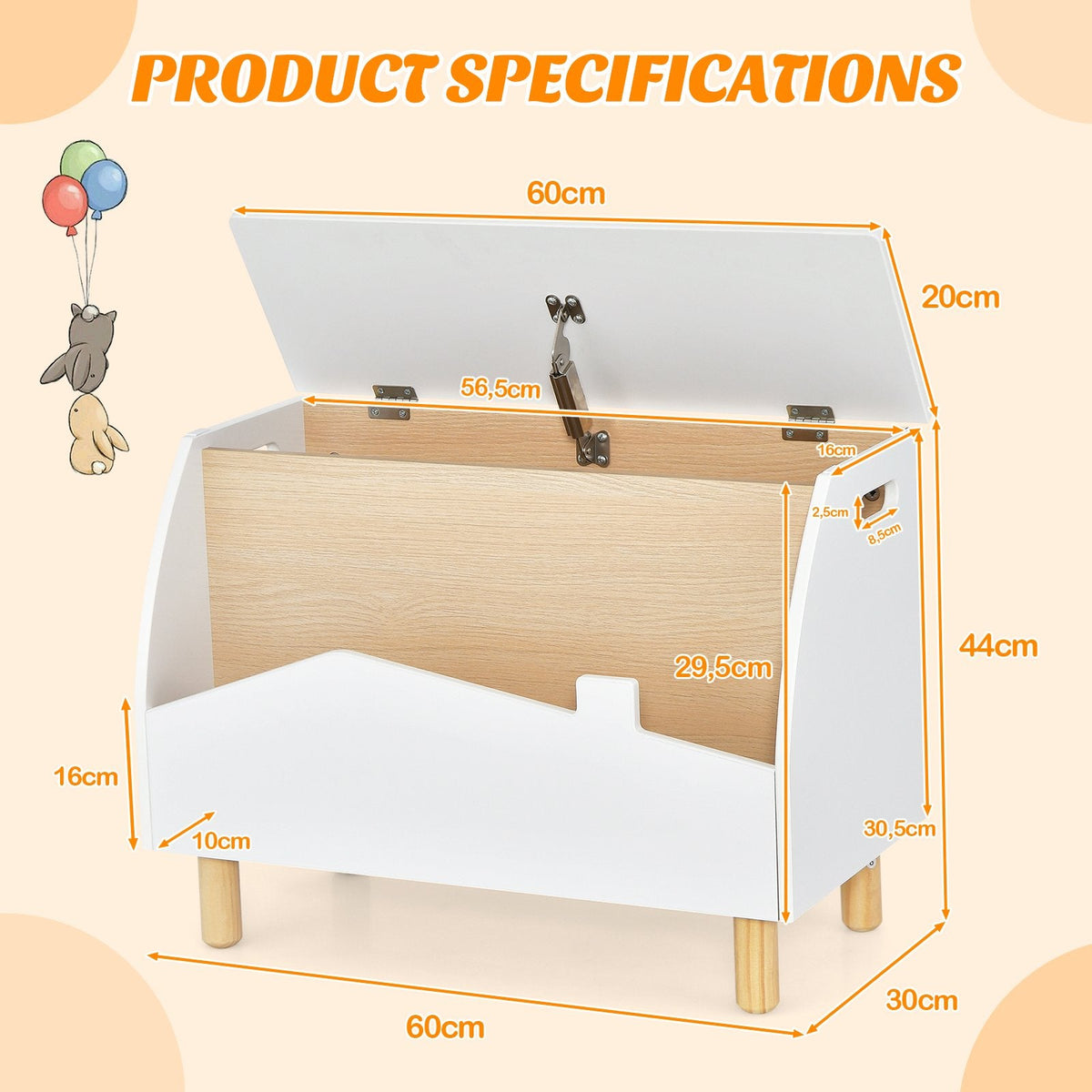 Kids Toy Box with Safety Hinge for Playroom-Green