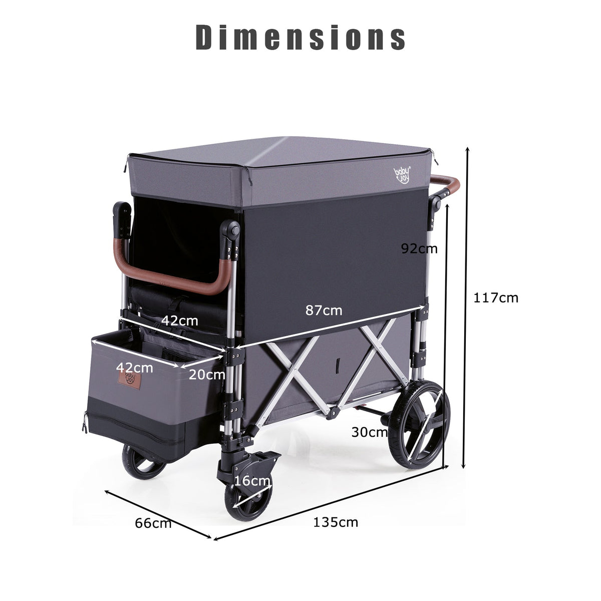 Twin Baby Double Stroller Wagon Push Pull Stroller-Black
