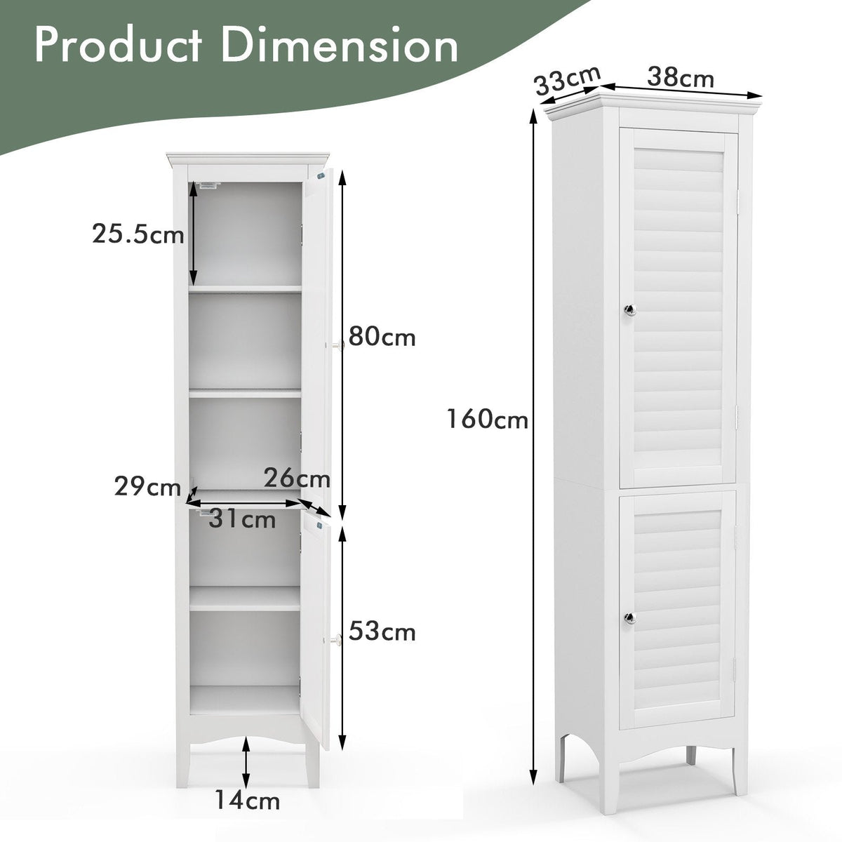 Tall Narrow Bathroom Cabinet-Black