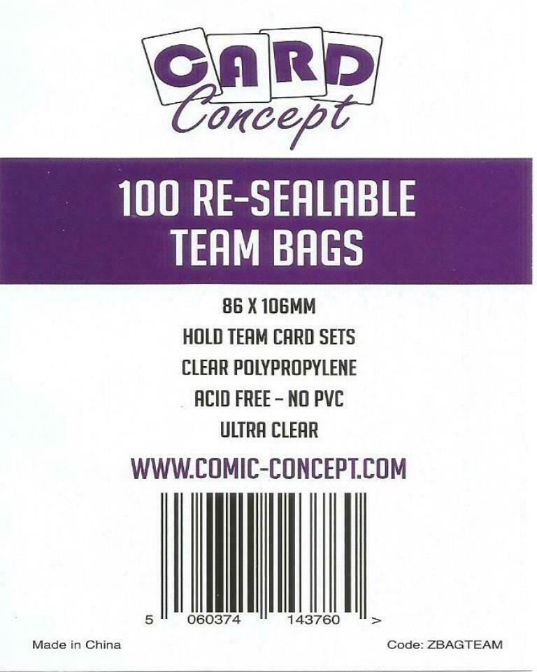 Card Concept Re-Sealable Team Bags 86 x 114mm - 1 Pack (100 Sleeves)