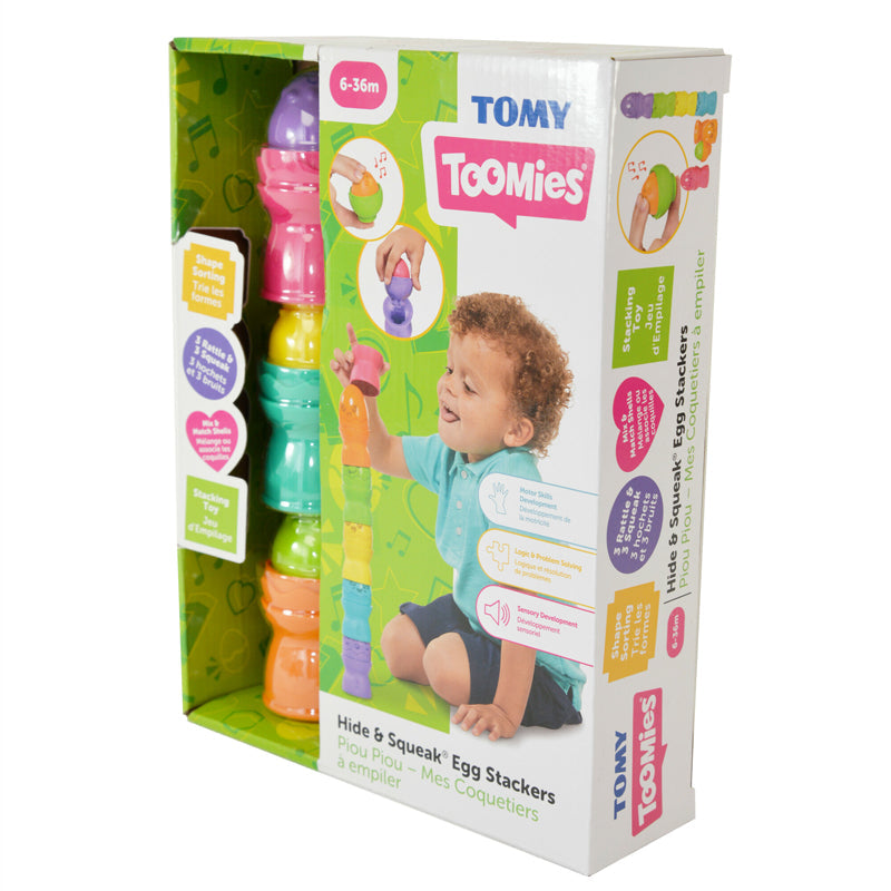 Tomy Toomies Hide & Squeak Egg Stackers | Baby Stacking Toy | Ages 6–36 Months