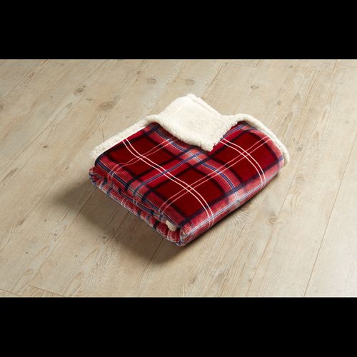 Sherpa Backed Plush Tartan Design Fleece Throw