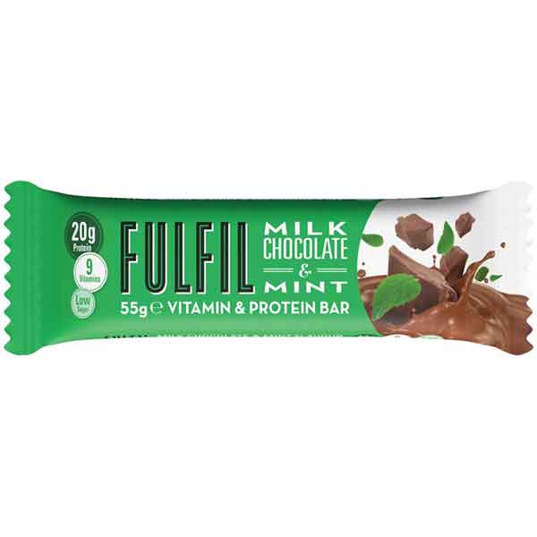 15 x Fulfil Milk Chocolate & Mint Flavour Vitamin- und Proteinriegel 55g
