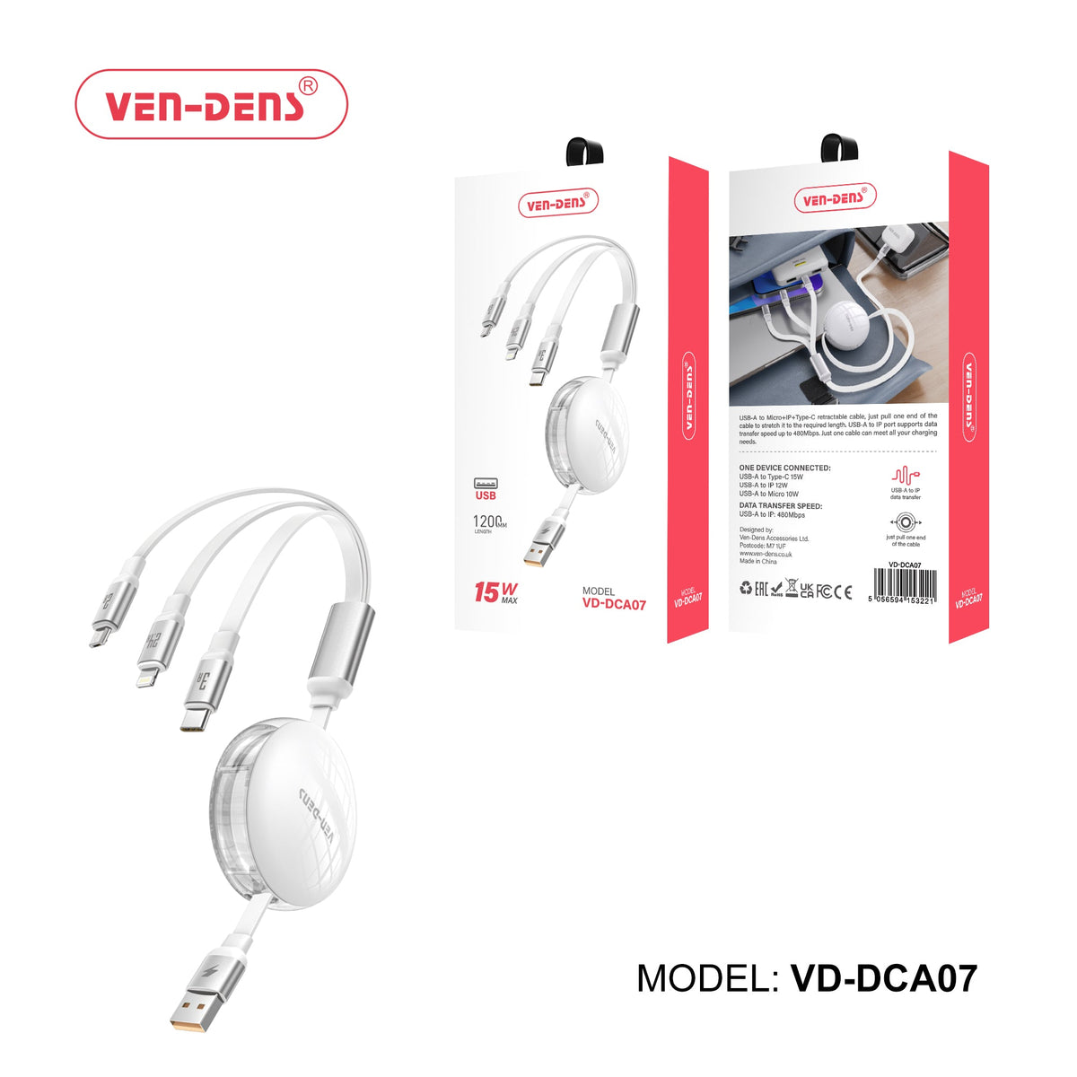 3 in 1 15w Max Multi support chargeing Cable