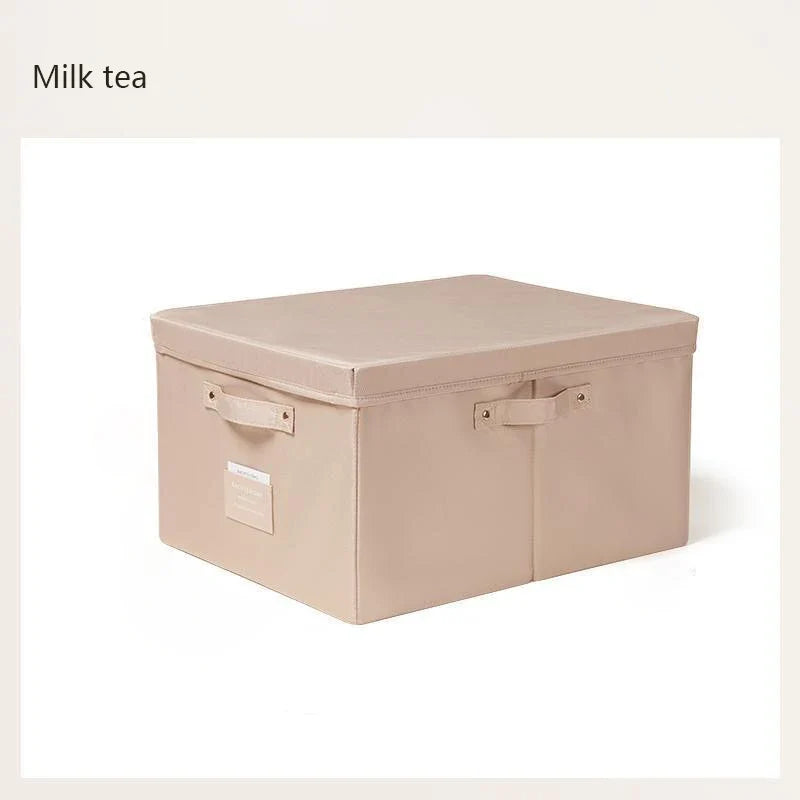 Silk Fabric Foldable Storage Box with Lid - Large Capacity Clothes Quilt Organiser