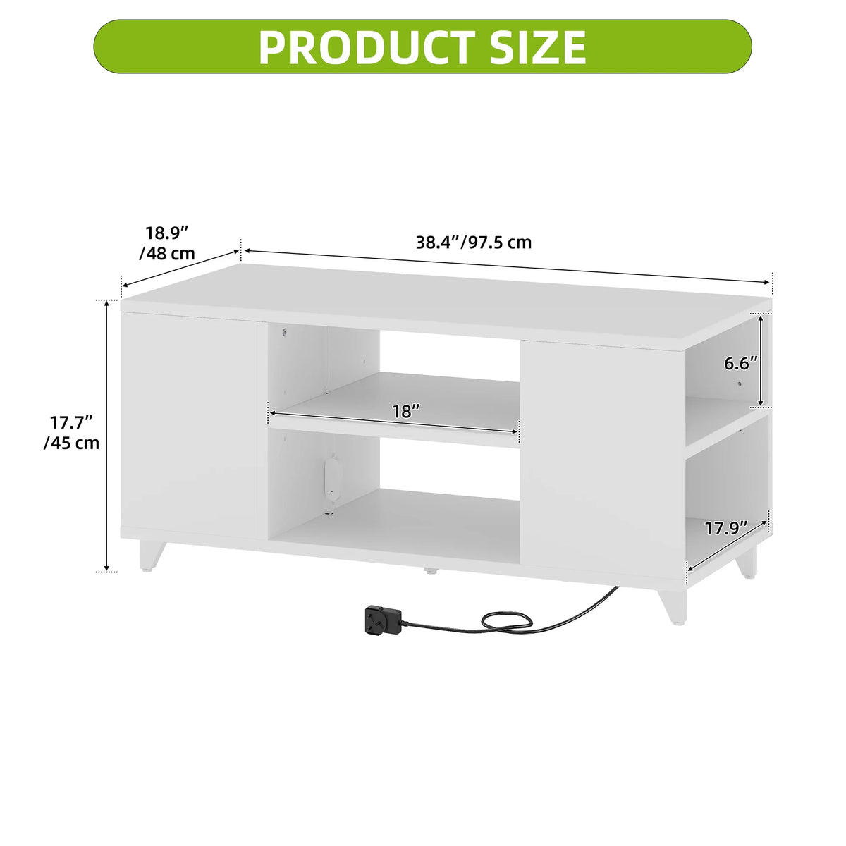 White High Gloss Coffee Table RGB LED Lights Adjustable Shelf Home Furniture