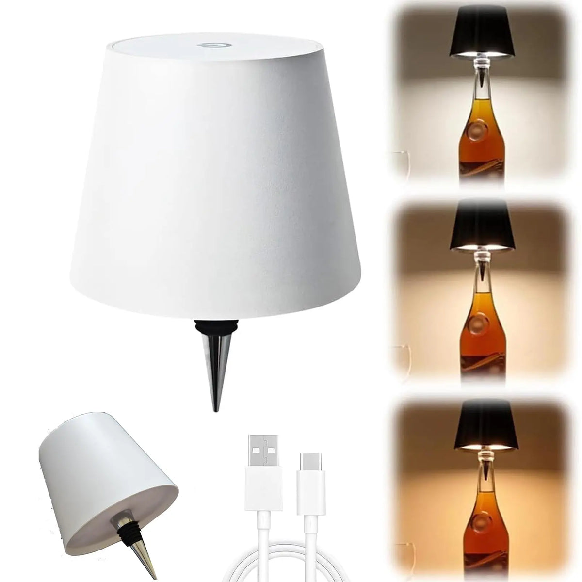 Wireless Wine Spirit Bottle Table Lamp Touch Control Light LED USB Cork Stopper