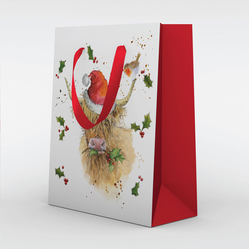 Christmas Gift Bag (Medium) - Jan Pashley Highland Coo