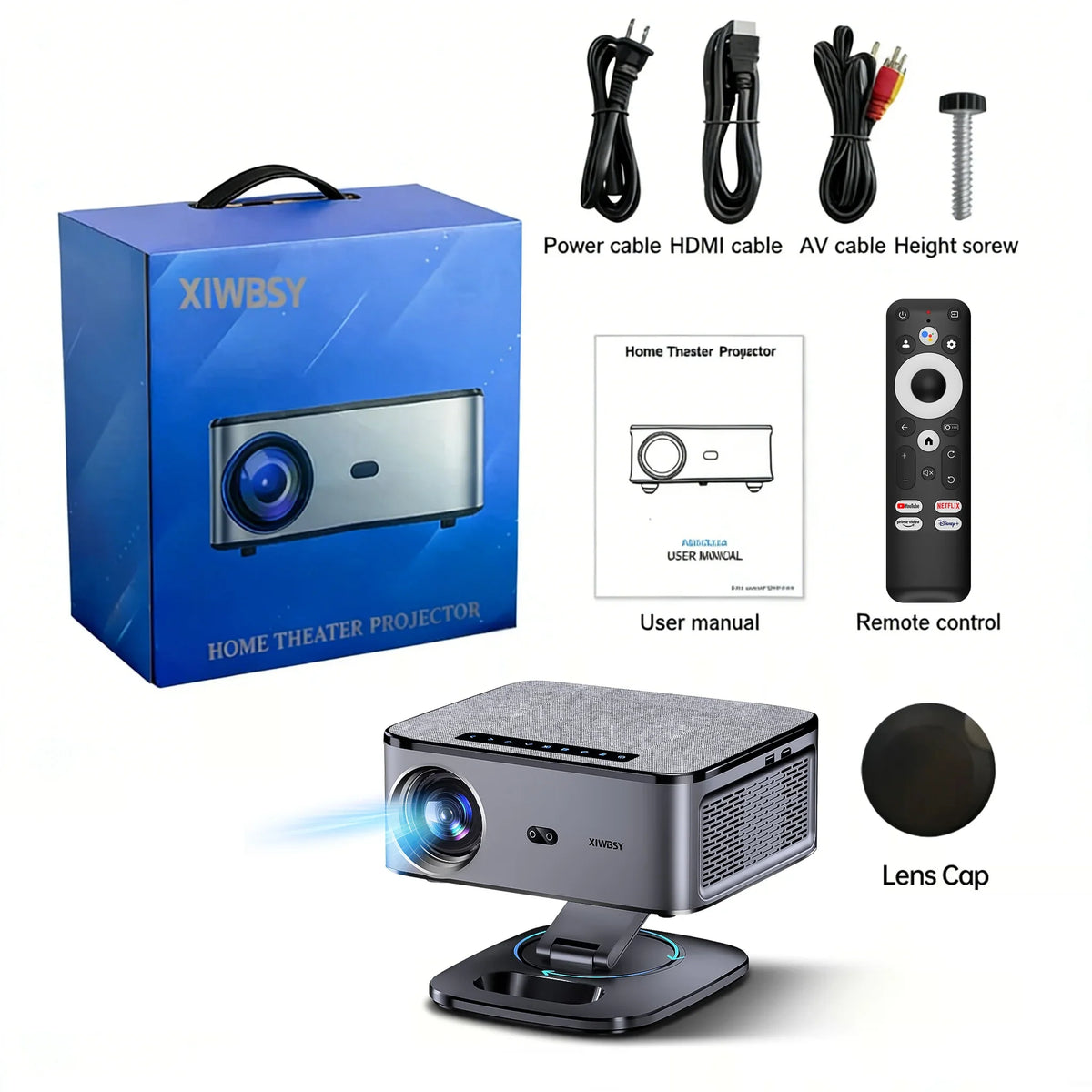XIWBSY 2026 Portable 4K UHD Smart Projector WiFi Bluetooth Android 11 TV Stick