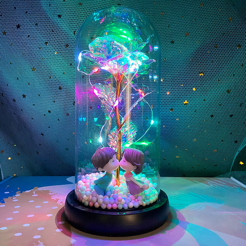 Gold-foil Roses Glass Cover Led Luminous