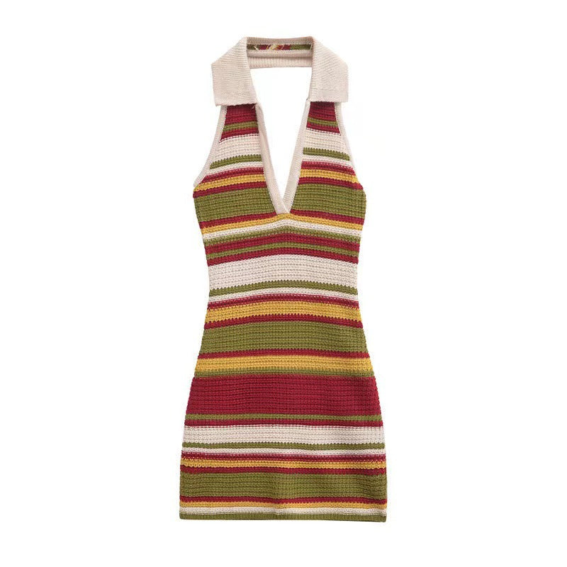 Sleeveless Slim Fit Backless Halter Crochet Dress Women